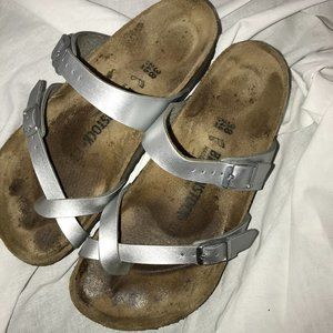 Birkenstocks Mayari 38 EUC Metallic Silver